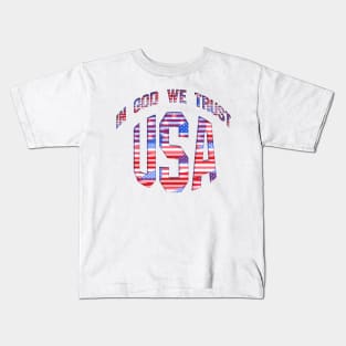 USA In God We Trust Patriotic Abstract Flag Kids T-Shirt